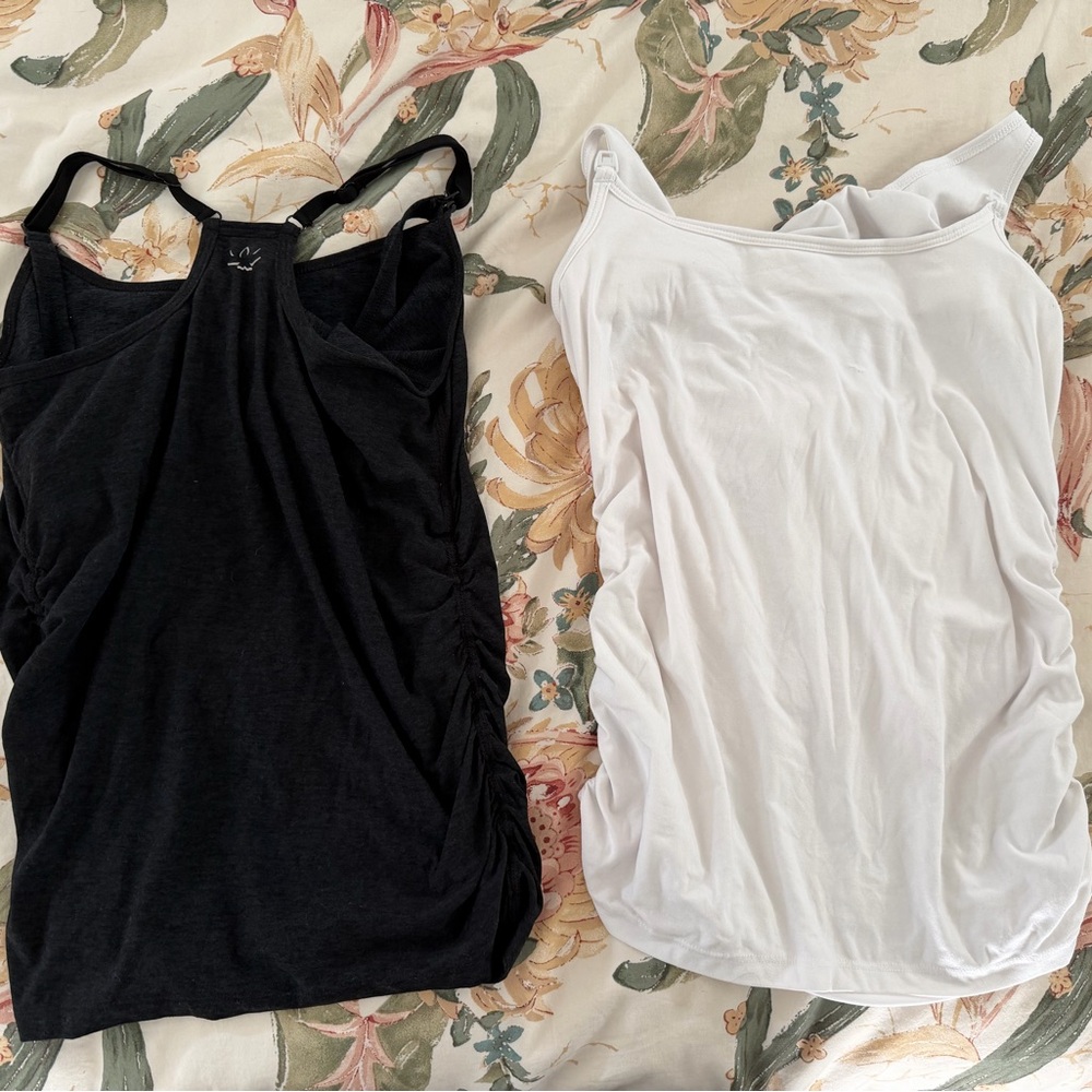 Beyond Yoga Women's Black and White Nursing Tank Tops